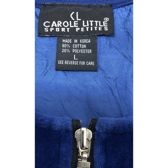 Carole Little 90s Blue Velvet Dress Sz L Midi Sleeveless Party Prom Tunic A8 - Picture 3 of 4